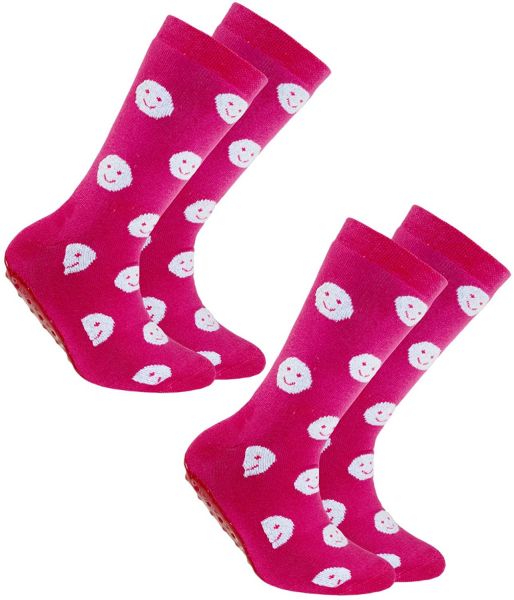 Ewers Anti Rutsch Socke Mädchen Smiley pink