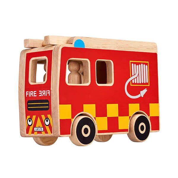 Lanka Kade Holzauto Feuerwehr Spielset aus Gummibaumholz
