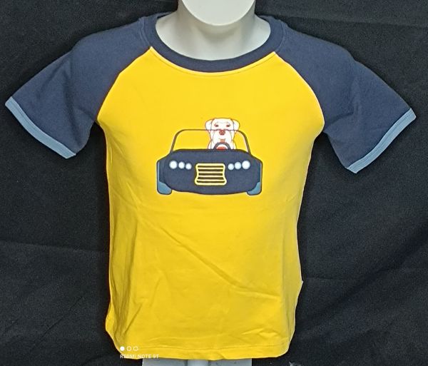 Minymo T-Shirt Junge senfgelb und blau