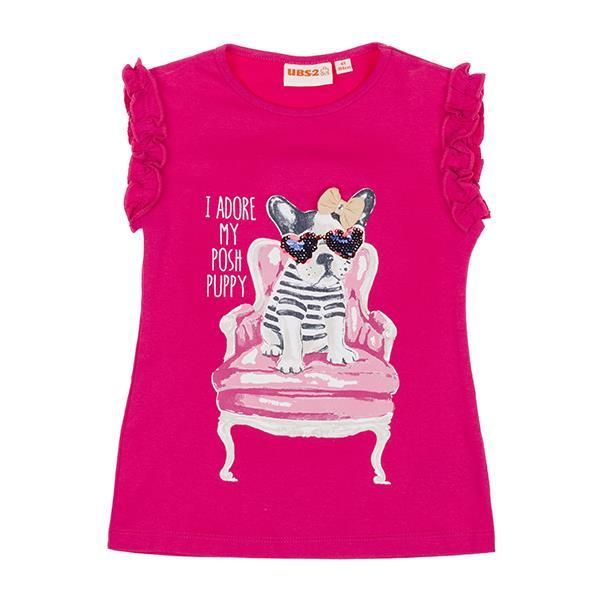 UBS2 T-Shirt pink Hund mit Pailetten Mädchen