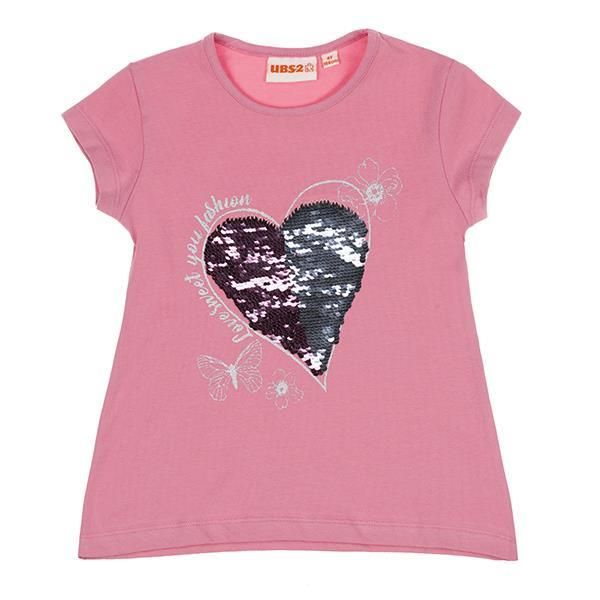 UBS2 T-Shirt rosa mit Herz und Wendepailetten